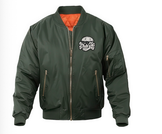 GREEN SKULL AND SHADES BOMBER